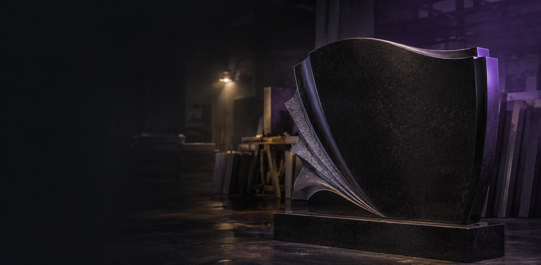 Полірований гранітний пам’ятник у майстерні AID Stone Art